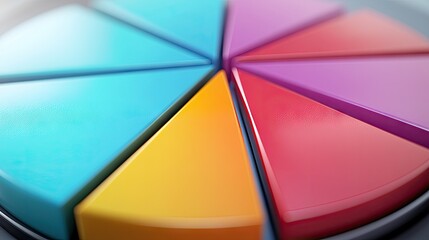 Poster - A macro shot of a pie chart in a presentation slide, capturing the distinct slices and their labels with a professional backdrop.