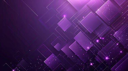 Wall Mural - Abstract Purple Geometric Background with Glowing Lines and Dots