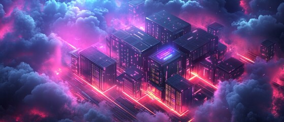 Aufkleber - Web Hosting and Cloud Computing Isometric Landing Page