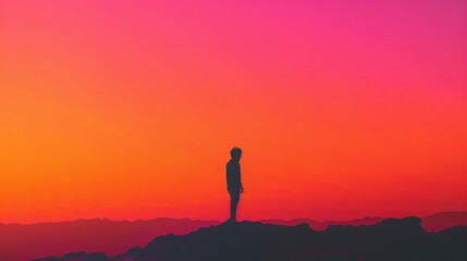 Canvas Print - Silhouette of a Person at Sunset