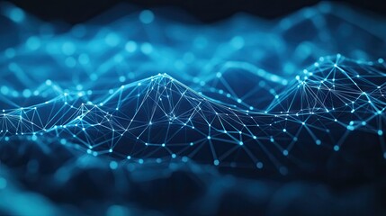 Poster - Abstract 3D background with a mesh of interconnected nodes and lines, representing data and technology themes. Perfect for corporate and tech designs.