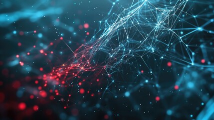 Poster - Abstract 3D background with a mesh of interconnected nodes and lines, representing data and technology themes. Perfect for corporate and tech designs.