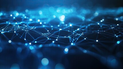 Poster - Abstract 3D background with a mesh of interconnected nodes and lines, representing data and technology themes. Perfect for corporate and tech designs.