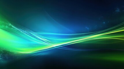 Wall Mural - Abstract Green and Blue Light Waves