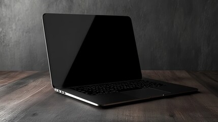 Poster - A sleek, closed laptop resting on a wooden surface, showcasing a minimalist design and modern technology.