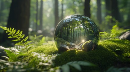 Sticker - Mystical Glass Orb in Enchanted Forest