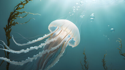 Wall Mural - jellyfish in aquarium