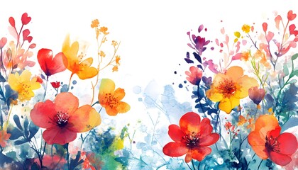 Wall Mural - Watercolor floral background