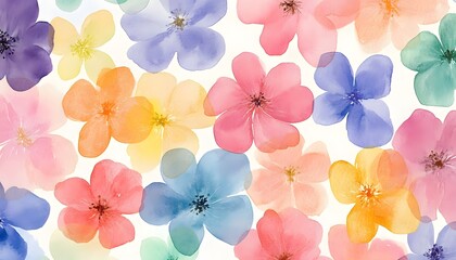 Wall Mural - Watercolor floral background