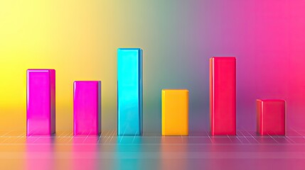 Poster - Abstract bar chart with colorful bars rising, set against a gradient background, business concept -