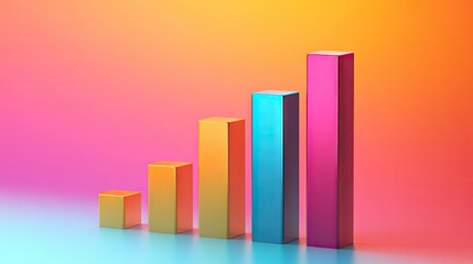 Poster - Abstract bar chart with colorful bars rising, set against a gradient background, business concept -