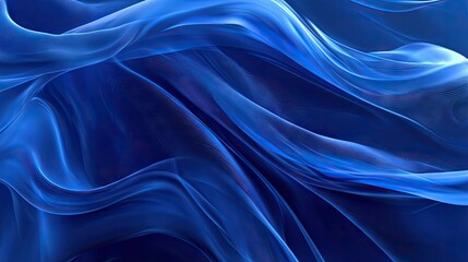 Poster - Abstract blue waves flowing across a gradient backdrop, with a blend of light and dark tones for a harmonious visual effect