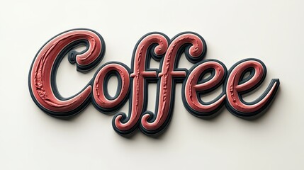 bold red and black coffee typography on a plain background.