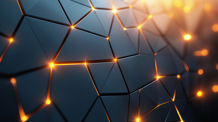 Aufkleber - A close-up view of an abstract geometric pattern illuminated by glowing lights showcasing modern design in a creative space
