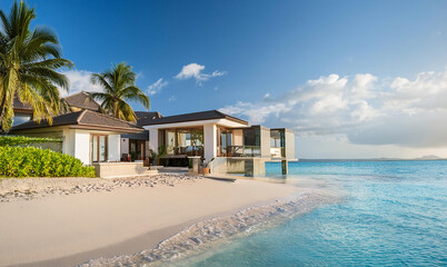 Wall Mural - A beach house on a tropical island.