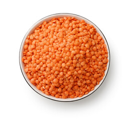 Wall Mural - Top view of uncooked red lentils