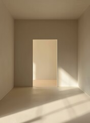 Poster - Minimalist White Room Interior Design With Sunlight