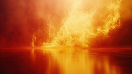 Dramatic fire and smoke effect glowing red and yellow colors burning the floor with text space. Vivid and hot hell abstract or blazing fire background or wallpaper