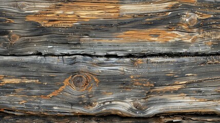 Weathered Wooden Plank with Knots and Grain