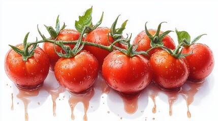 Wall Mural - Fresh Tomatoes with Water Droplets Generative AI