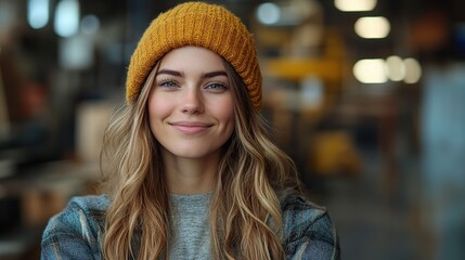 young woman worker in the carpenter workroom