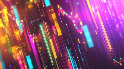 Poster - An abstract financial graph with vibrant colors, representing market diversity and financial analysis, displayed on a digital platform.