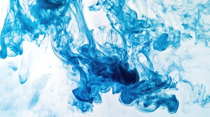 Poster - Blue ink dropping into clear water, creating swirling patterns and abstract shapes