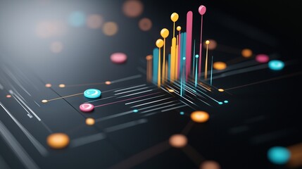 Poster - Abstract Data Visualization:  A vibrant and abstract data visualization, showcasing colorful 3D shapes and lines in a futuristic and tech-forward design. The image evokes a sense of progress