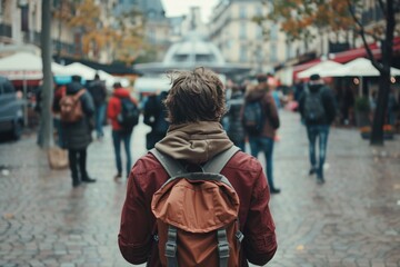 Solo Traveler in Bustling Tourist Spot Reflects Loneliness Among Street Crowds