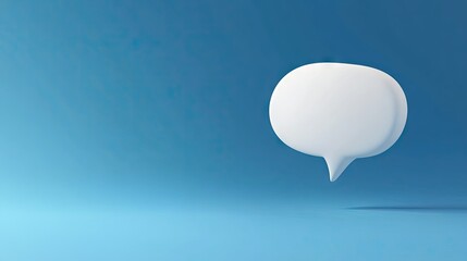 Fototapete - Clean 3D white speech bubble with a blue backdrop, symbolizing online chat, messaging, or customer support in a digital environment.