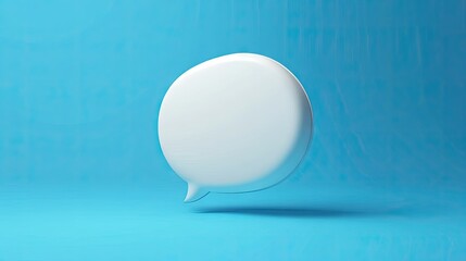 Poster - Clean 3D white speech bubble with a dynamic blue backdrop, suitable for digital communication, text messaging, or social media graphics.