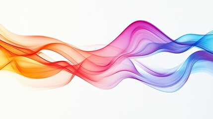 Wall Mural - Colorful abstract wave lines flowing on a clean white background, creating a modern and dynamic business design. Perfect for minimal covers and presentations. -