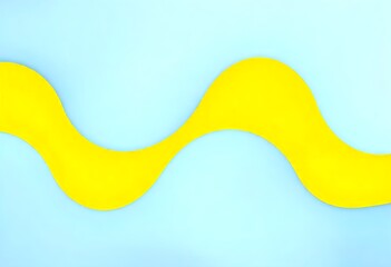 Wall Mural - Abstract blue and yellow wavy shapes on a bright background