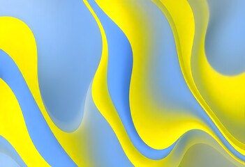 Wall Mural - Abstract blue and yellow wavy shapes on a bright background