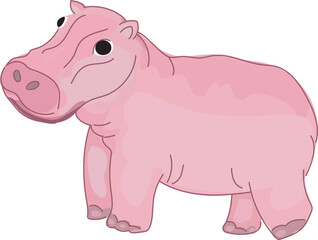 Cartoon hippopotamus illustration on transparent background.
