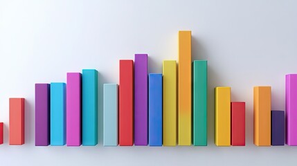 Poster - Creative bar graph made from colorful blocks, set against a white minimalist background