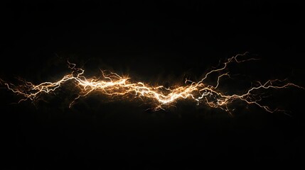 Dramatic lightning bolt with branching tendrils isolated against a black background, capturing the raw power and intensity of nature.