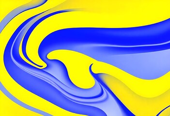 Wall Mural - Abstract blue and yellow shapes wave background