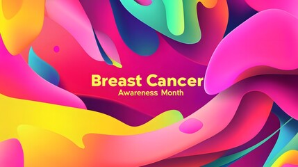Poster - Abstract colorful background with the text 'Breast Cancer Awareness Month' in yellow.