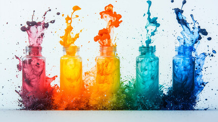 Aufkleber - Explosion of Colorful Acrylic. A vibrant explosion of colorful smoke swirling dynamically, creating an abstract visual effect.