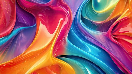 Poster - Flowing streams of vibrant colors in a 3D abstract design, forming an intricate fluid pattern that captivates the eye.