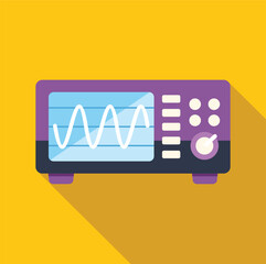 Poster - oscilloscope showing sinus signal on yellow background