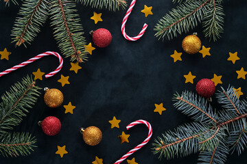 Wall Mural - abstract new year and christmas dark background with place for your text.