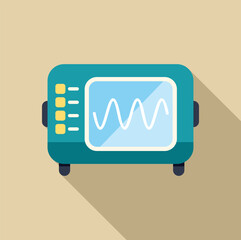 Poster - Retro style radio receiver with a screen displaying sinusoidal waves, representing radio frequencies