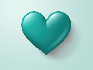 Teal heart isolated on background, flat lay, vecor illustration