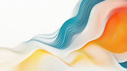 Poster - Minimalist abstract stripe design with wave lines on a white background, using a vibrant color palette for a professional and clean look.