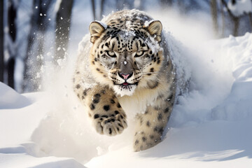 Wall Mural - Snow Leopard Animal In The Nature Majestic Wilderness