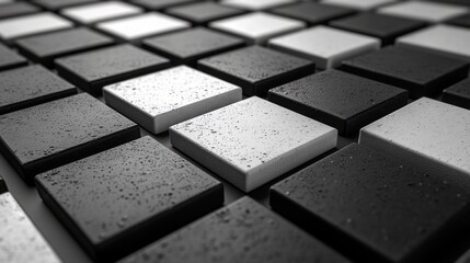 Poster - Abstract Black and White Tile Pattern