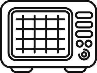 Sticker - Outline icon of a vintage radio receiver standing on legs with an empty screen and round buttons