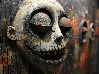 Wall Mural - Disturbing Abstract Sculpture: A Face of Fear and Uncanniness